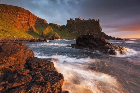 Dunluce Castle, evening sky.