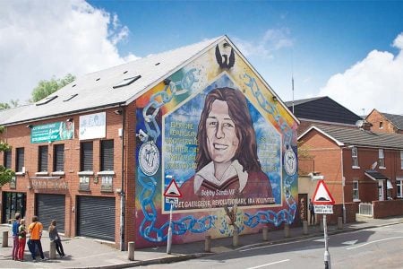 Hunger striker Bobby Sands mural on the Falls Road in Belfast.