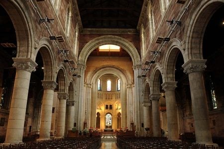 Inside the stunning Church of Ireland church, St Annes Cathedral in Belfast city