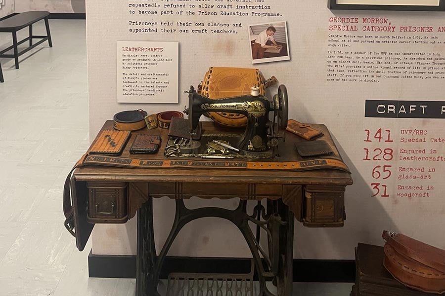 Prisoner handicrafts display on the Long Kesh Belfast tour